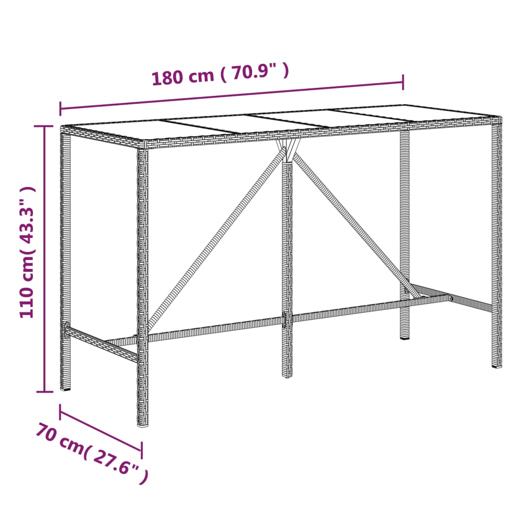 -Delige Tuinbarset Met Kussens Poly Rattan