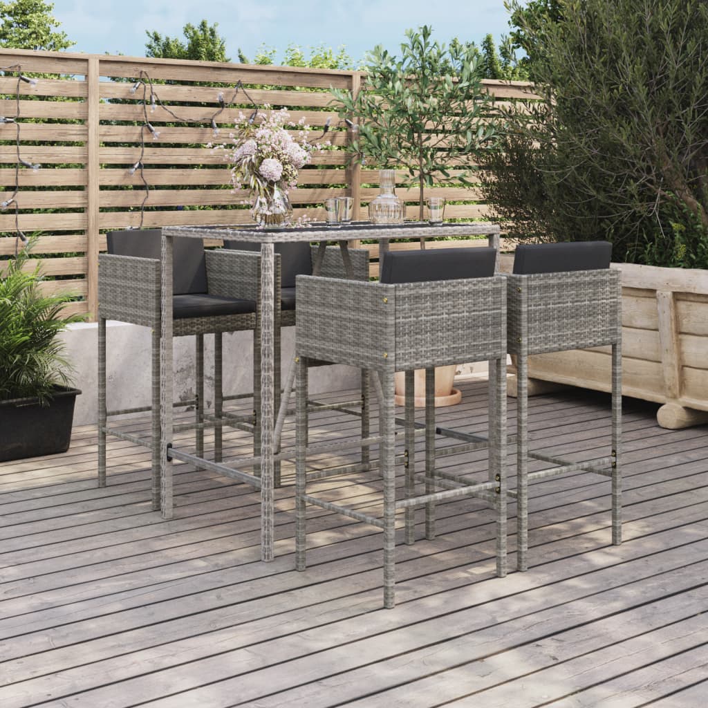 -Delige Tuinbarset Met Kussens Poly Rattan