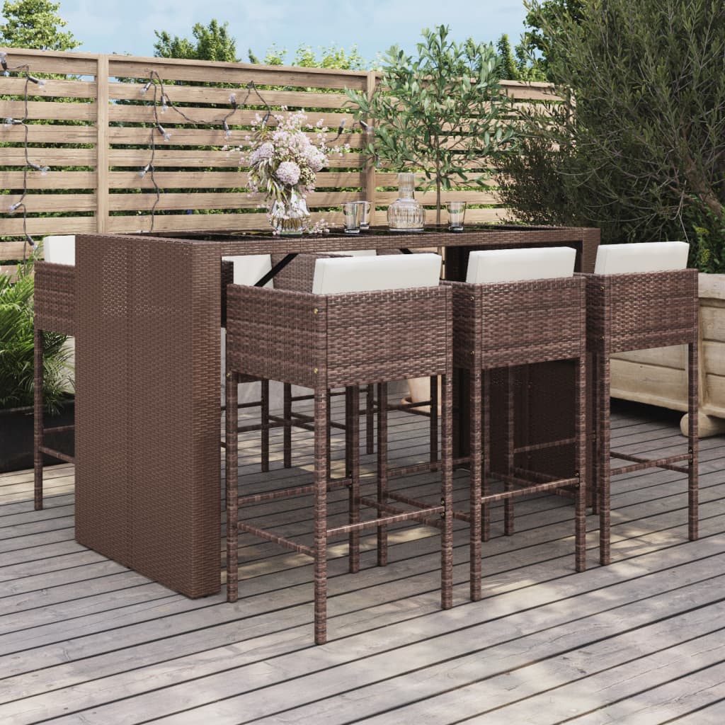 -Delige Tuinbarset Met Kussens Poly Rattan