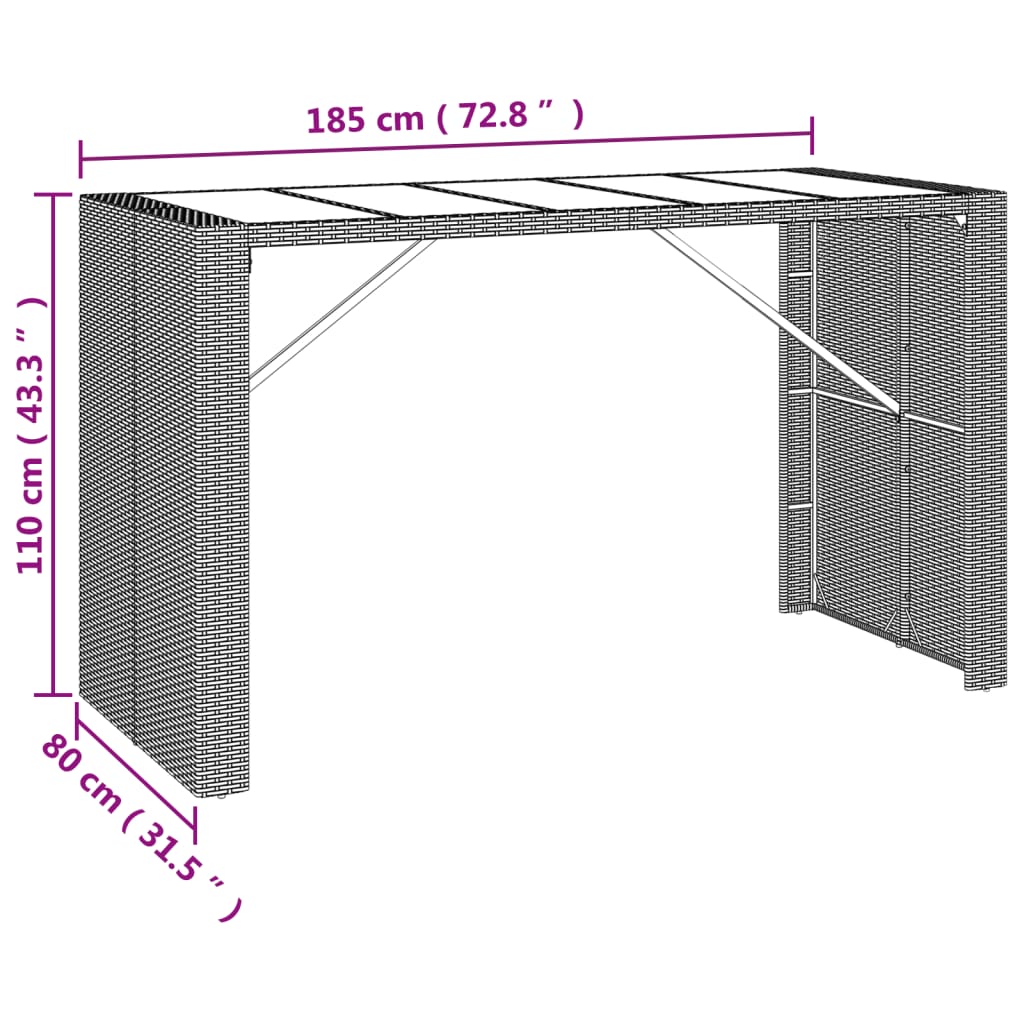 -Delige Tuinbarset Met Kussens Poly Rattan