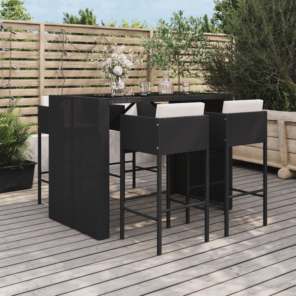 -Delige Tuinbarset Met Kussens Poly Rattan