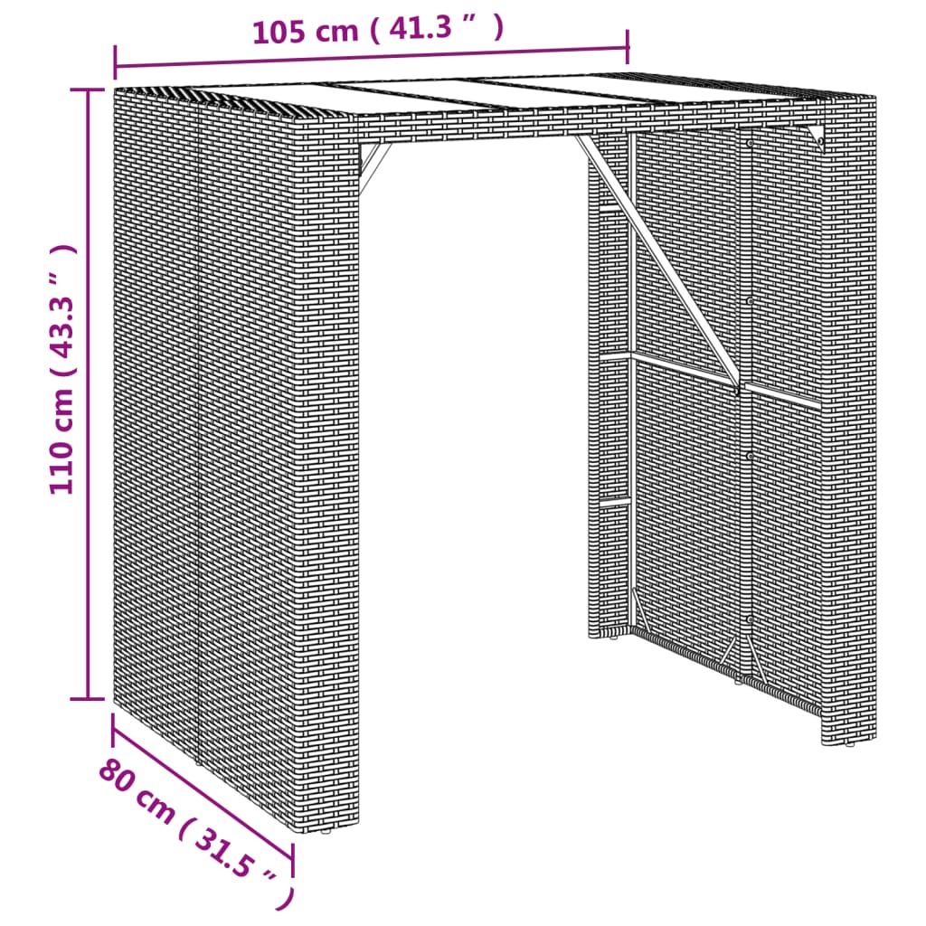 -Delige Tuinbarset Met Kussens Poly Rattan