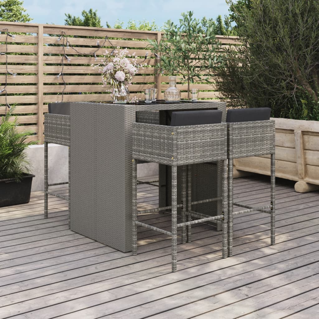 -Delige Tuinbarset Met Kussens Poly Rattan