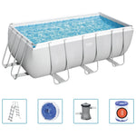 Bestway Power Steel Zwembadset Rechthoekig 412X201X122 Cm