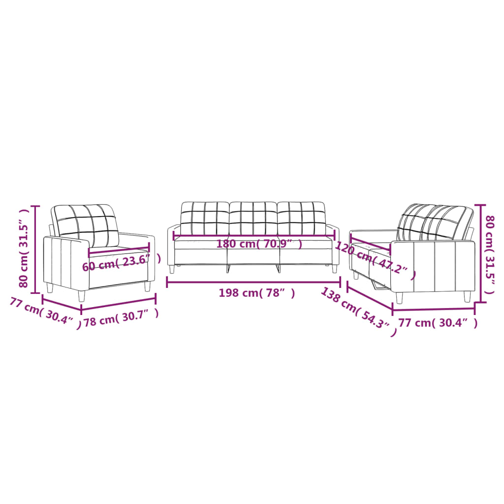 3-Delige Loungeset Stof