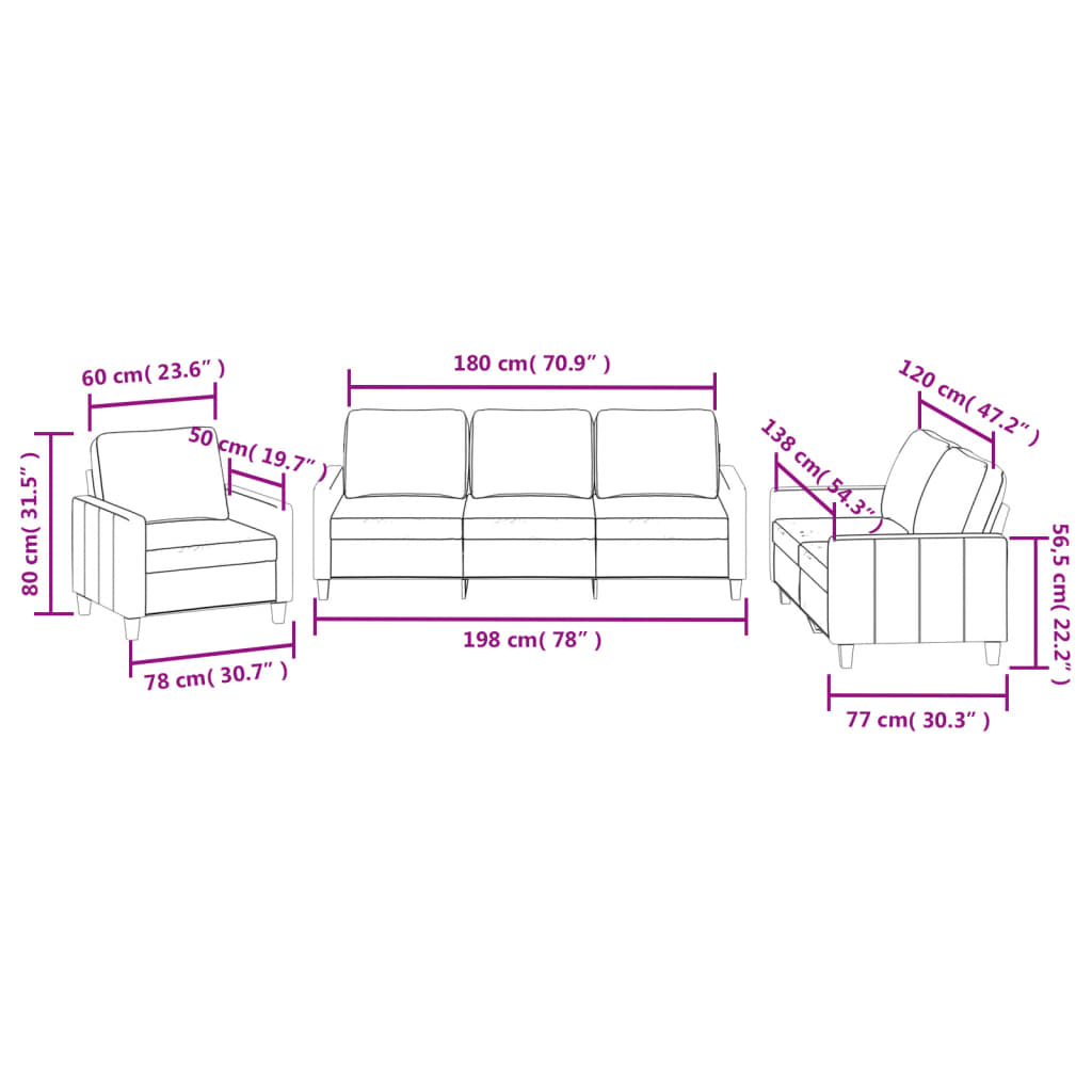 3-Delige Loungeset Kunstleer