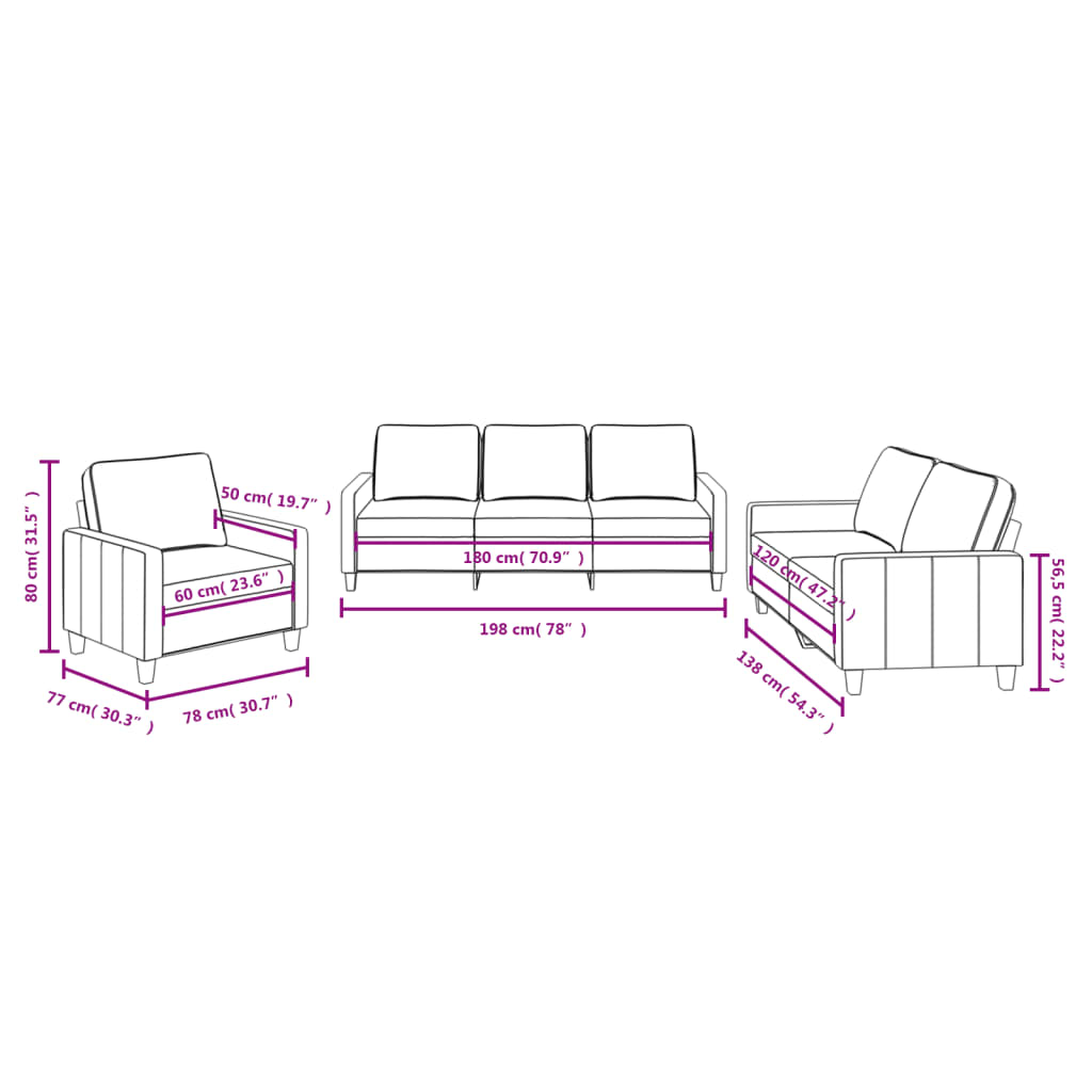 3-Delige Loungeset Stof