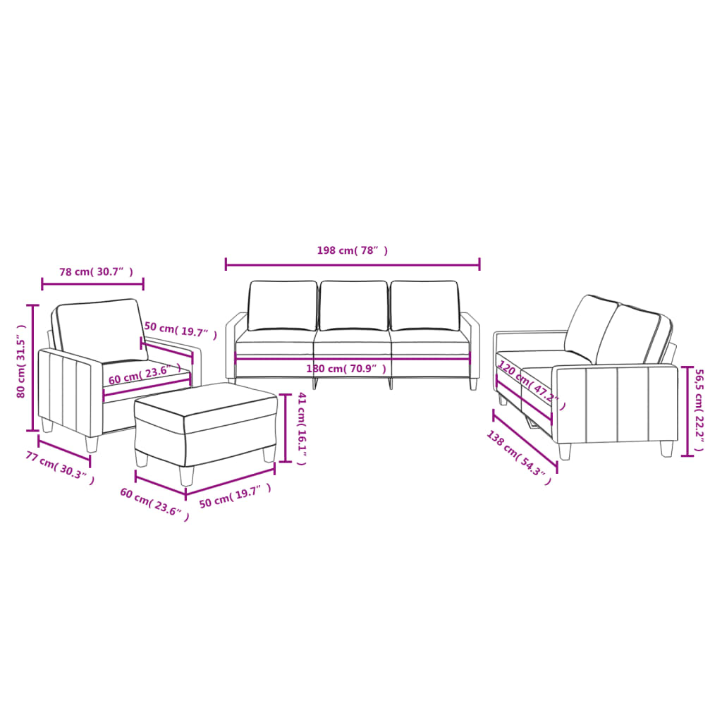 4-Delige Loungeset Met Kussens Stof