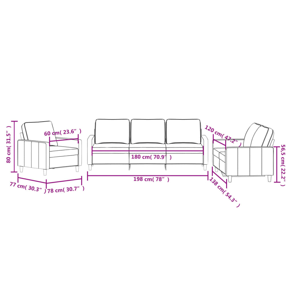 3-Delige Loungeset Fluweel