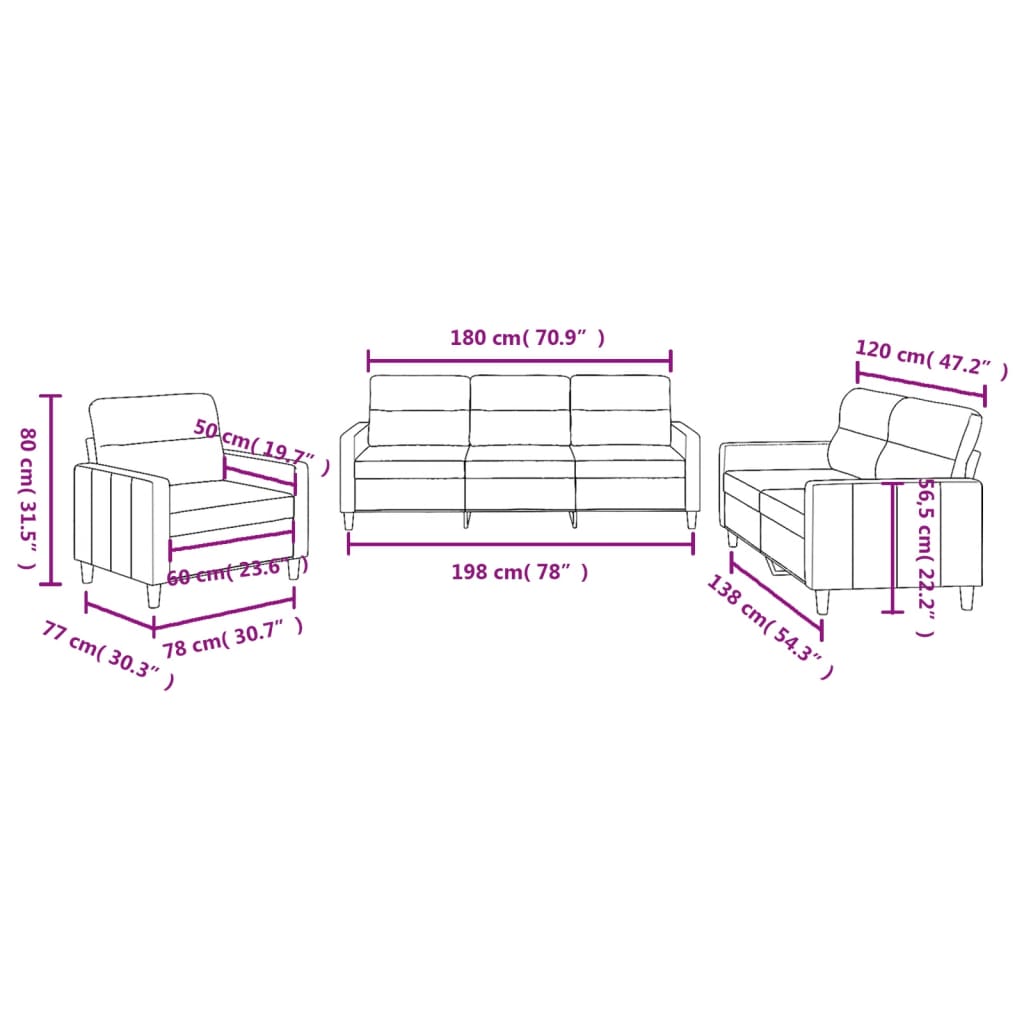 3-Delige Loungeset Stof