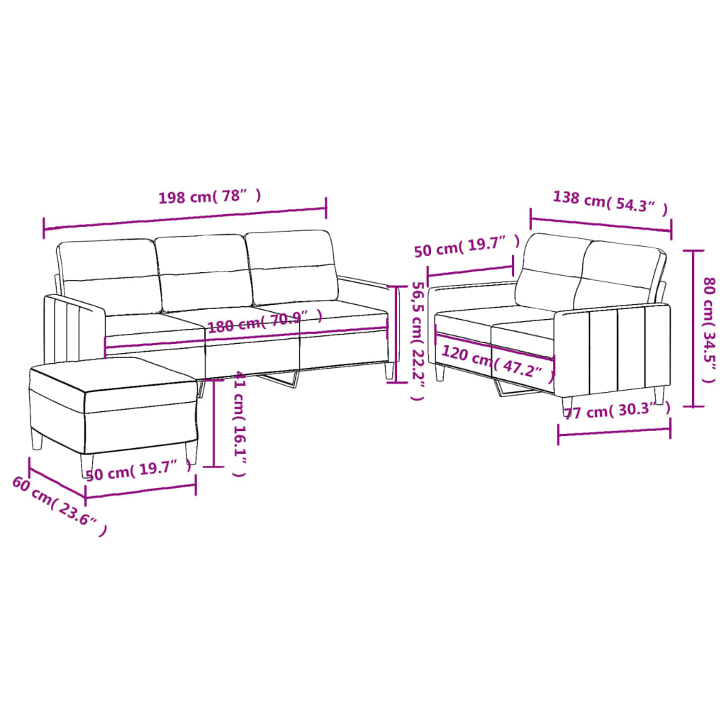 4-Delige Loungeset Met Kussens Stof