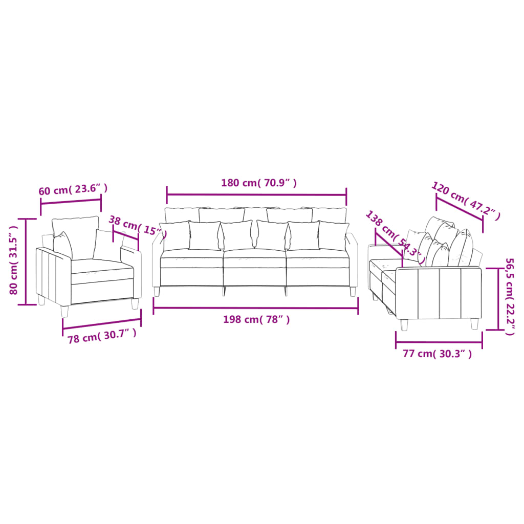 3-Delige Loungeset Stof