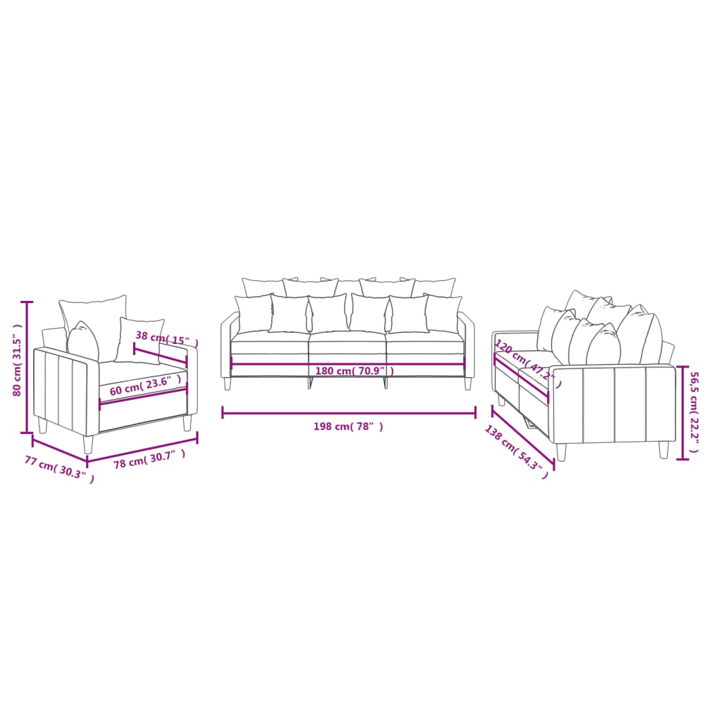 3-Delige Loungeset Fluweel