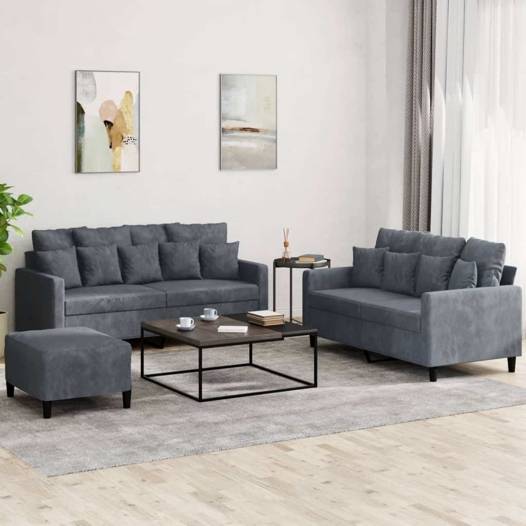 3-Delige Loungeset Met Kussens Fluweel