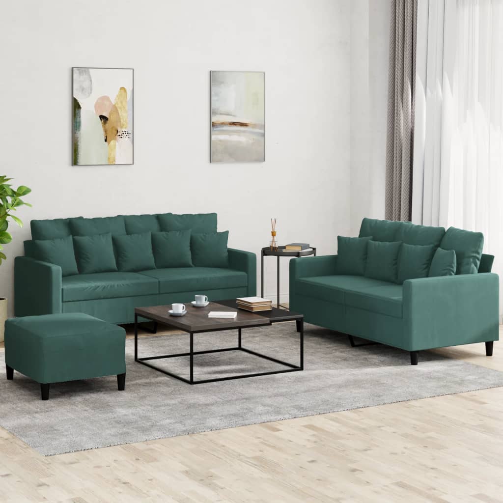 3-Delige Loungeset Met Kussens Fluweel