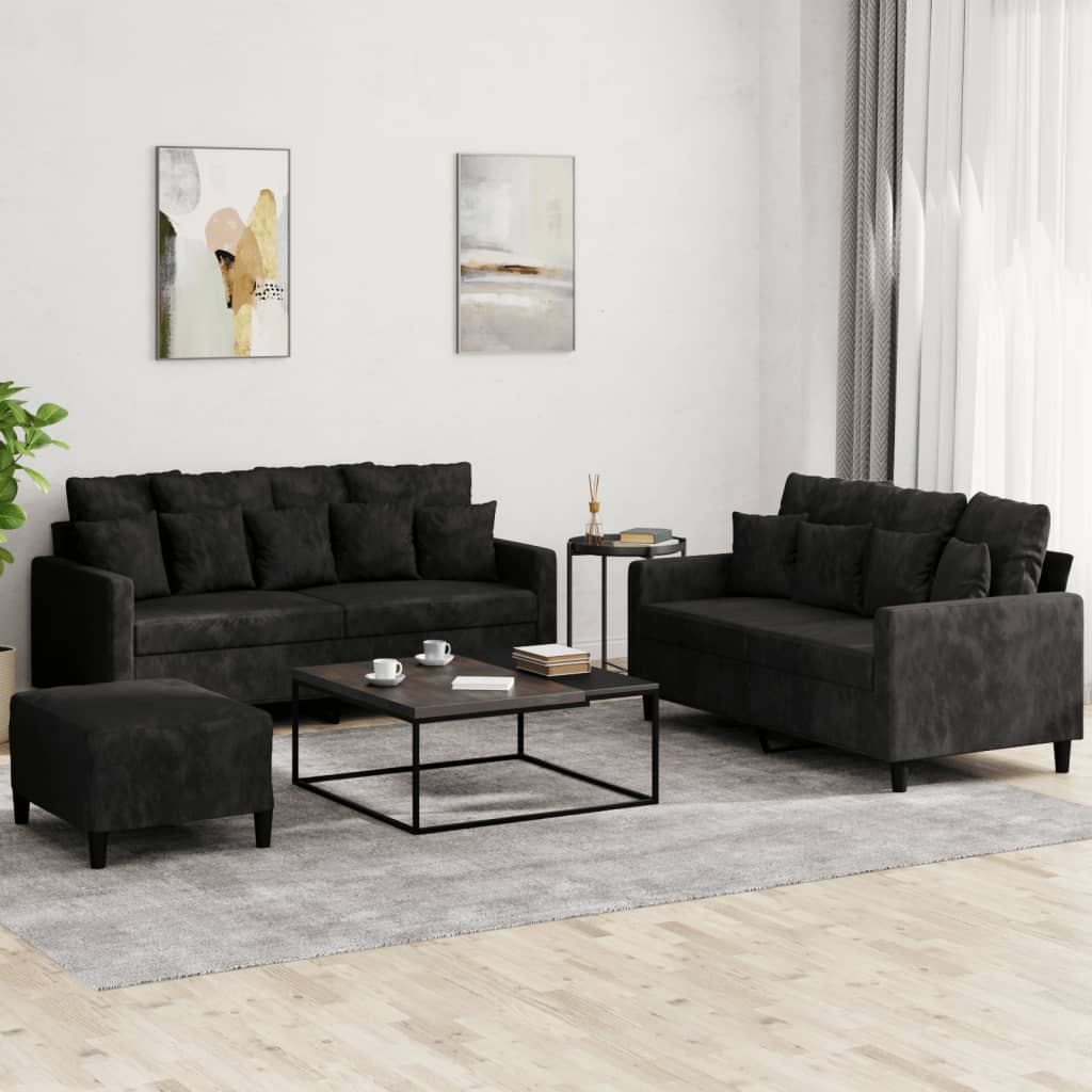 3-Delige Loungeset Met Kussens Fluweel