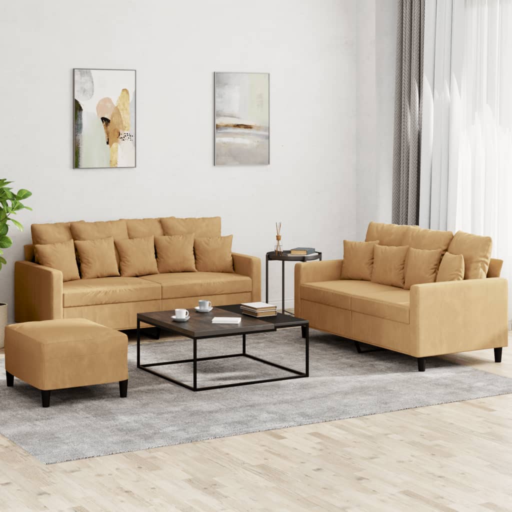 3-Delige Loungeset Met Kussens Fluweel