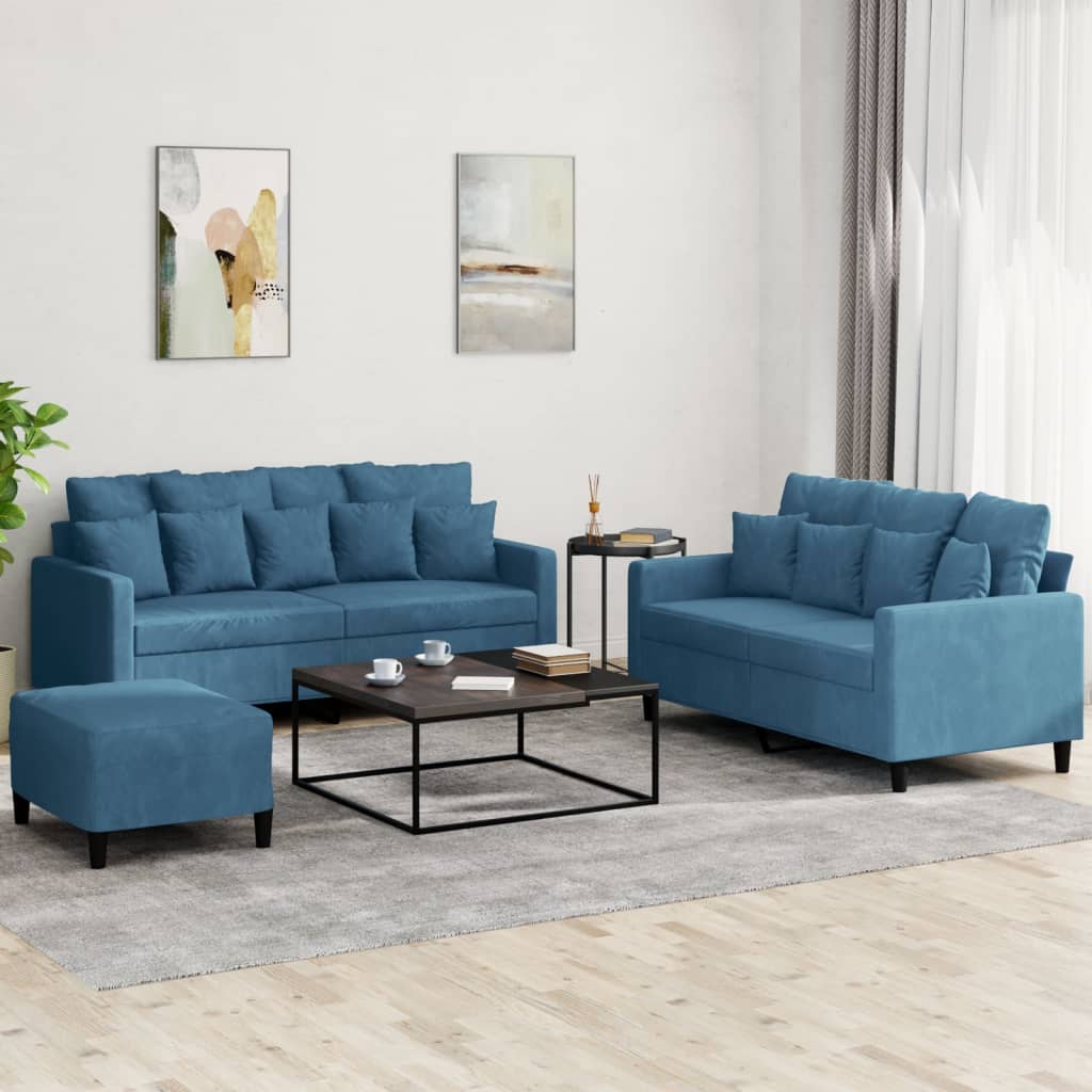 3-Delige Loungeset Met Kussens Fluweel