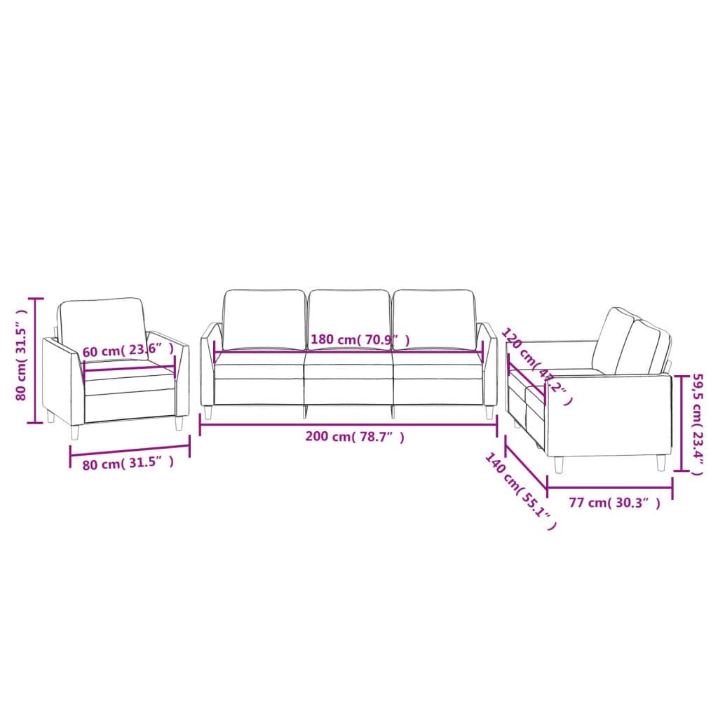 3-Delige Loungeset Kunstleer