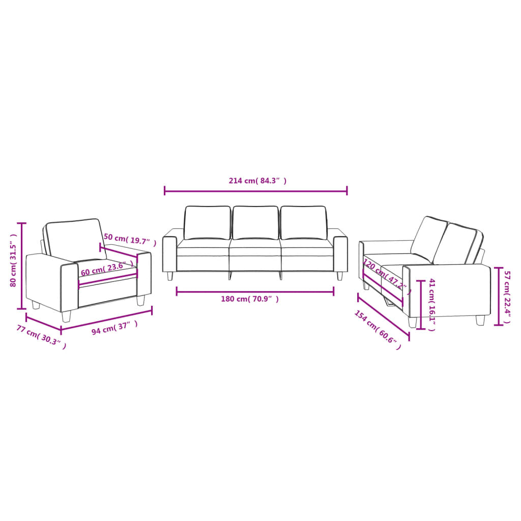 3-Delige Loungeset Stof