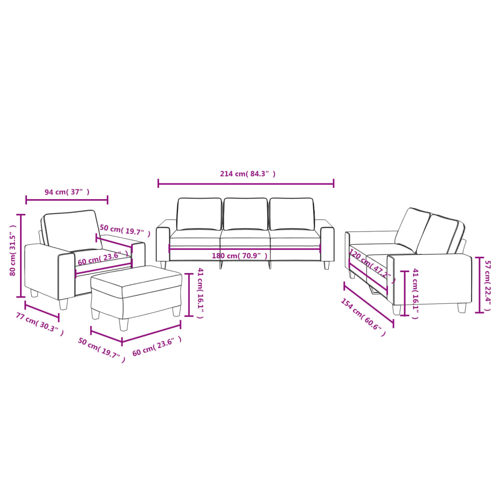 4-Delige Loungeset Stof