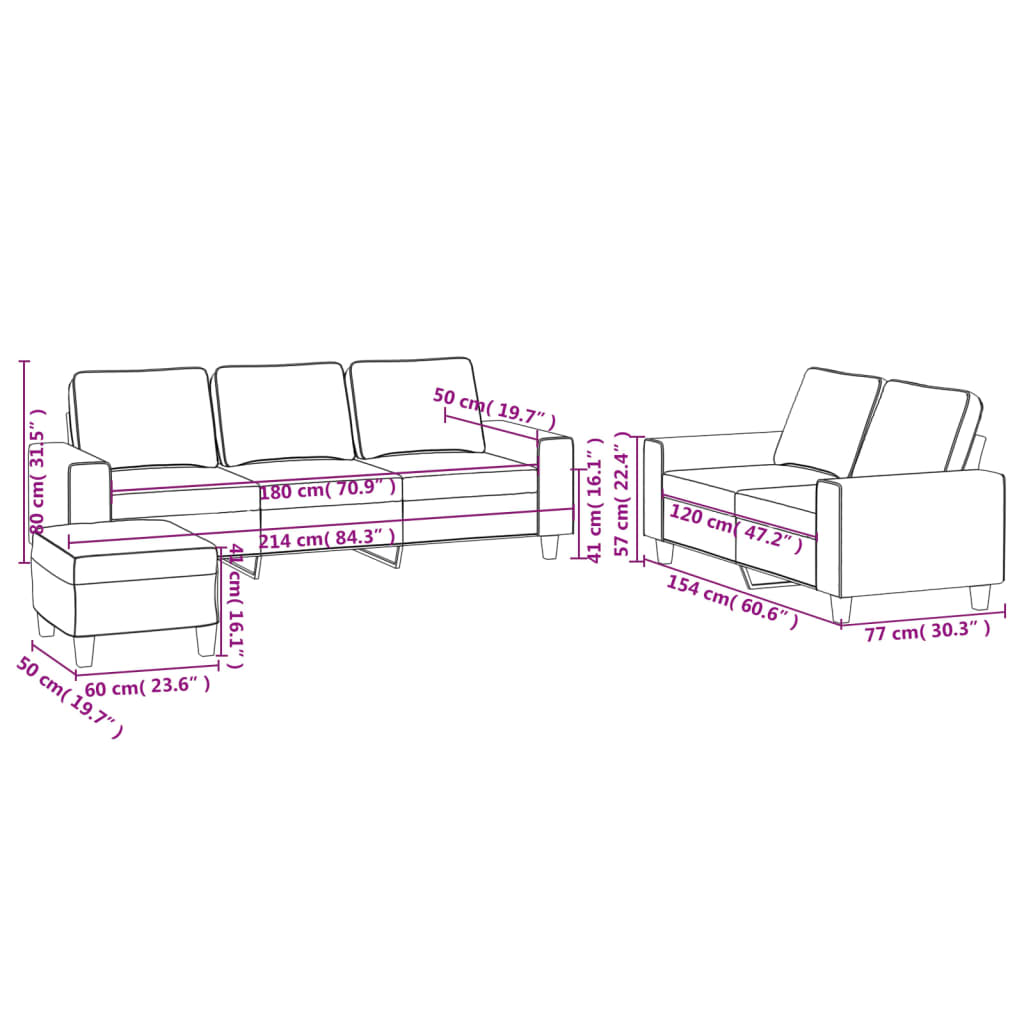 3-Delige Loungeset Stof