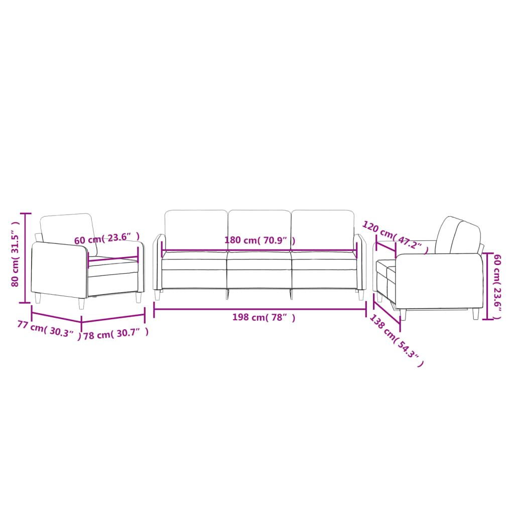 3-Delige Loungeset Fluweel