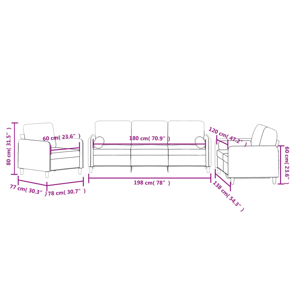 3-Delige Loungeset Fluweel