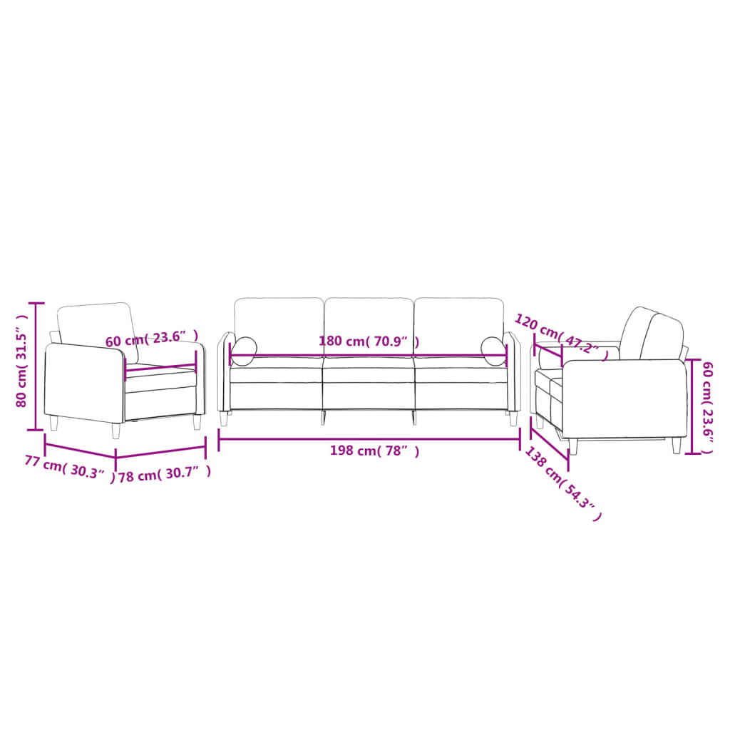 3-Delige Loungeset Fluweel