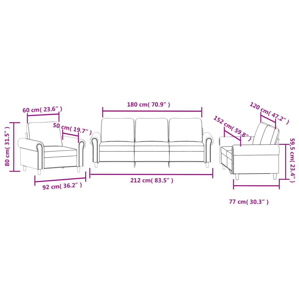 3-Delige Loungeset Met Kussens Fluweel