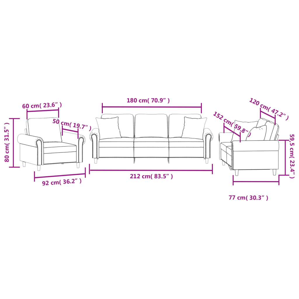 3-Delige Loungeset Fluweel