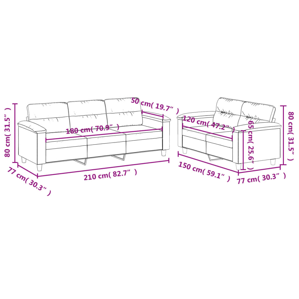 2-Delige Loungeset Met Kussens Microvezelstof