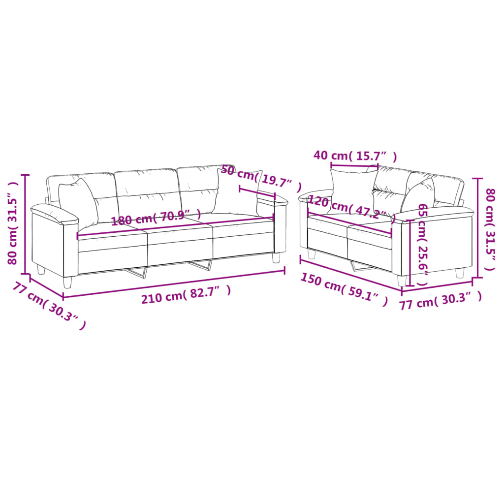 2-Delige Loungeset Microvezelstof