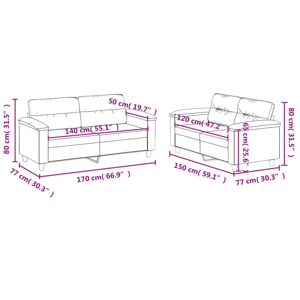 2-Delige Loungeset Met Kussens Kunstleer