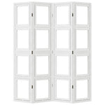 Kamerscherm Met 4 Panelen Massief Paulowniahout Wit