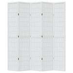 Kamerscherm Met 5 Panelen Massief Paulowniahout Wit