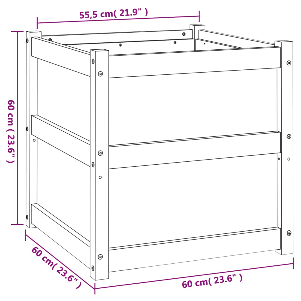 Plantenbak 60X60X60 Cm Massief Grenenhout Wit