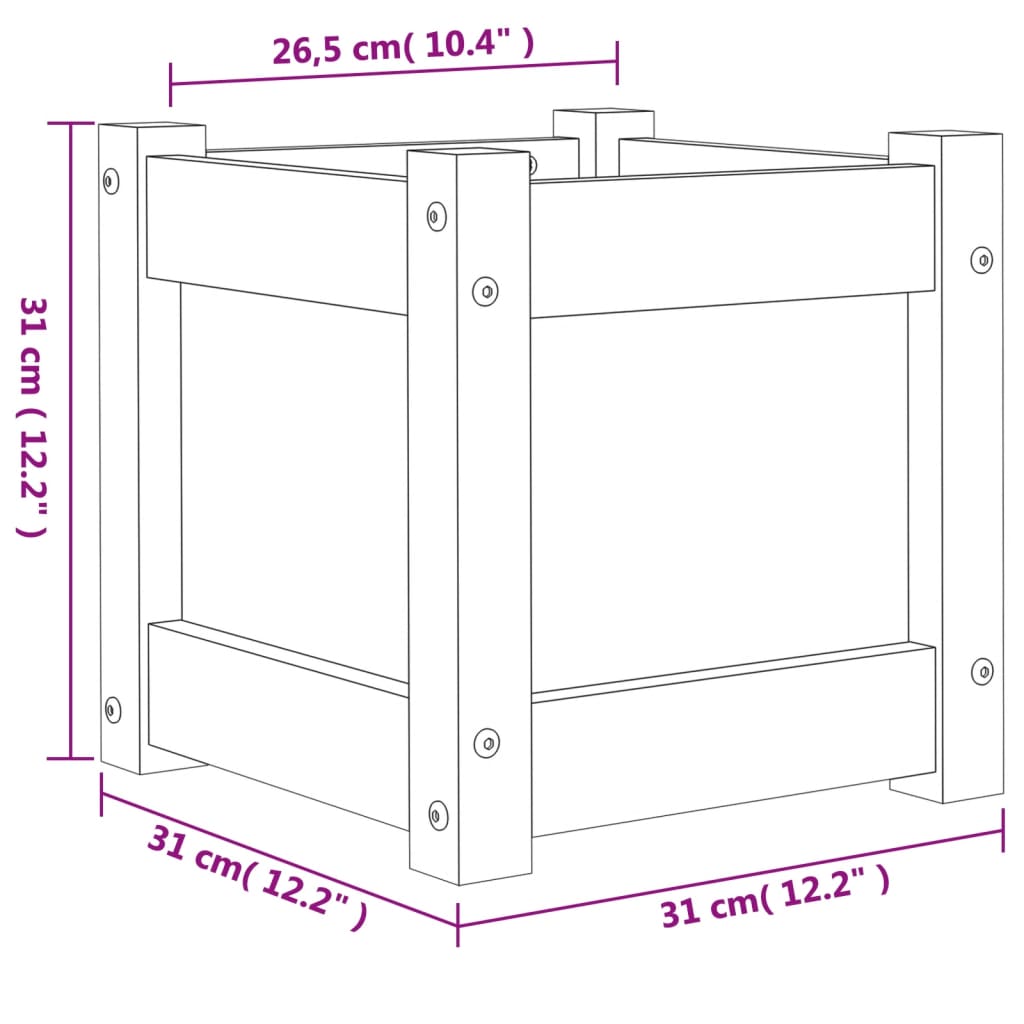 Plantenbak 3X3X3 Cm Massief Grenenhout