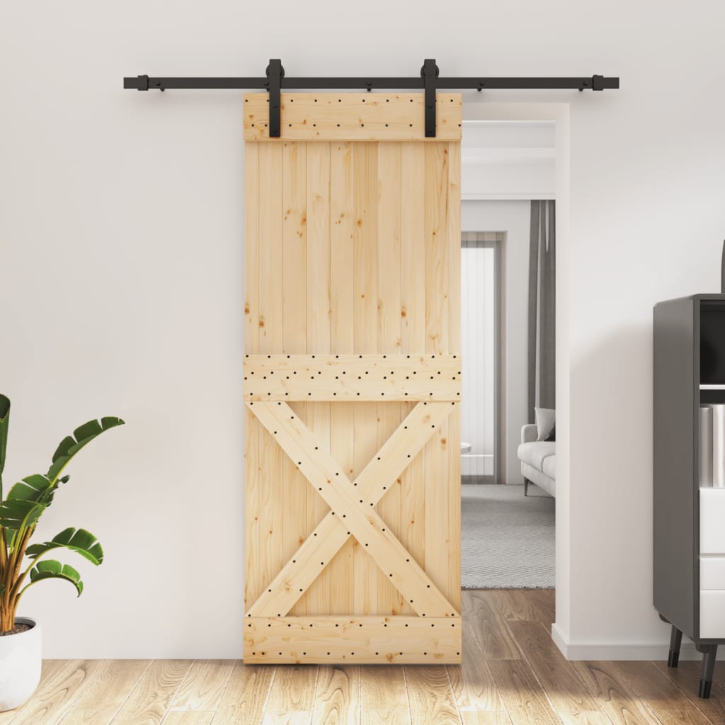 Schuifdeur Met Beslag 80X210 Cm Massief Grenenhout
