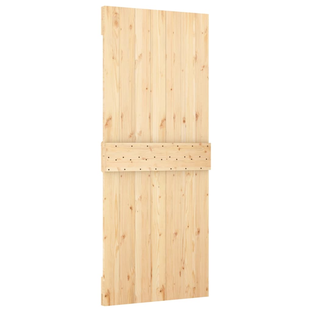Schuifdeur Met Beslag 80X210 Cm Massief Grenenhout Zwart