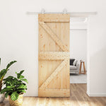 Schuifdeur Met Beslag 80X210 Cm Massief Grenenhout Zwart
