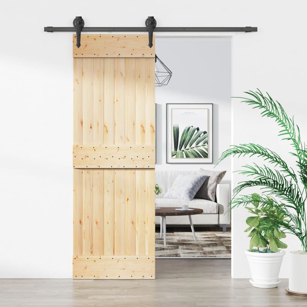 Schuifdeur Met Beslag 70X210 Cm Massief Grenenhout