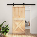 Schuifdeur Met Beslag 90X210 Cm Massief Grenenhout