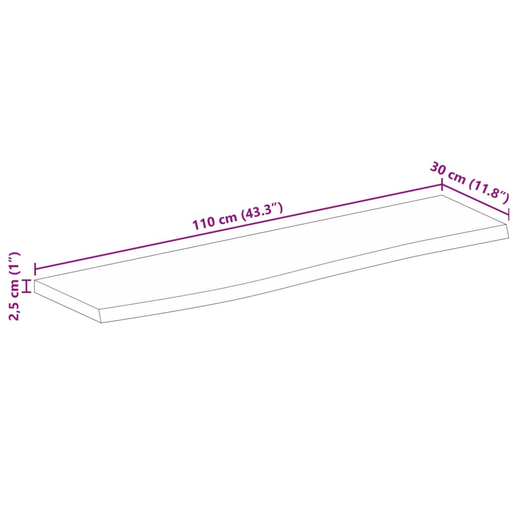 Tafelblad Met Natuurlijke Rand 110X30X2,5 Cm Massief Mangohout