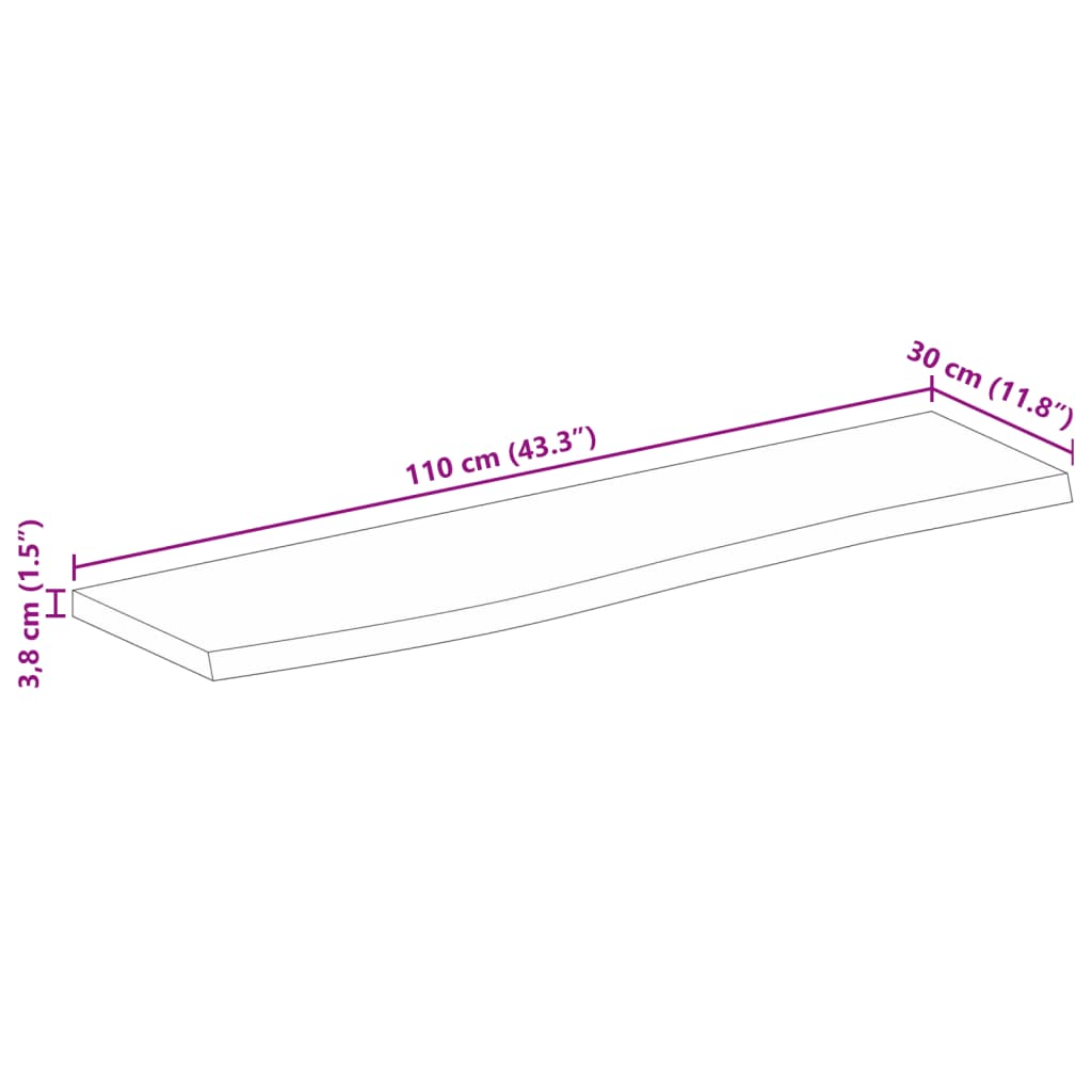 Tafelblad Met Natuurlijke Rand 110X30X3,8 Cm Massief Mangohout