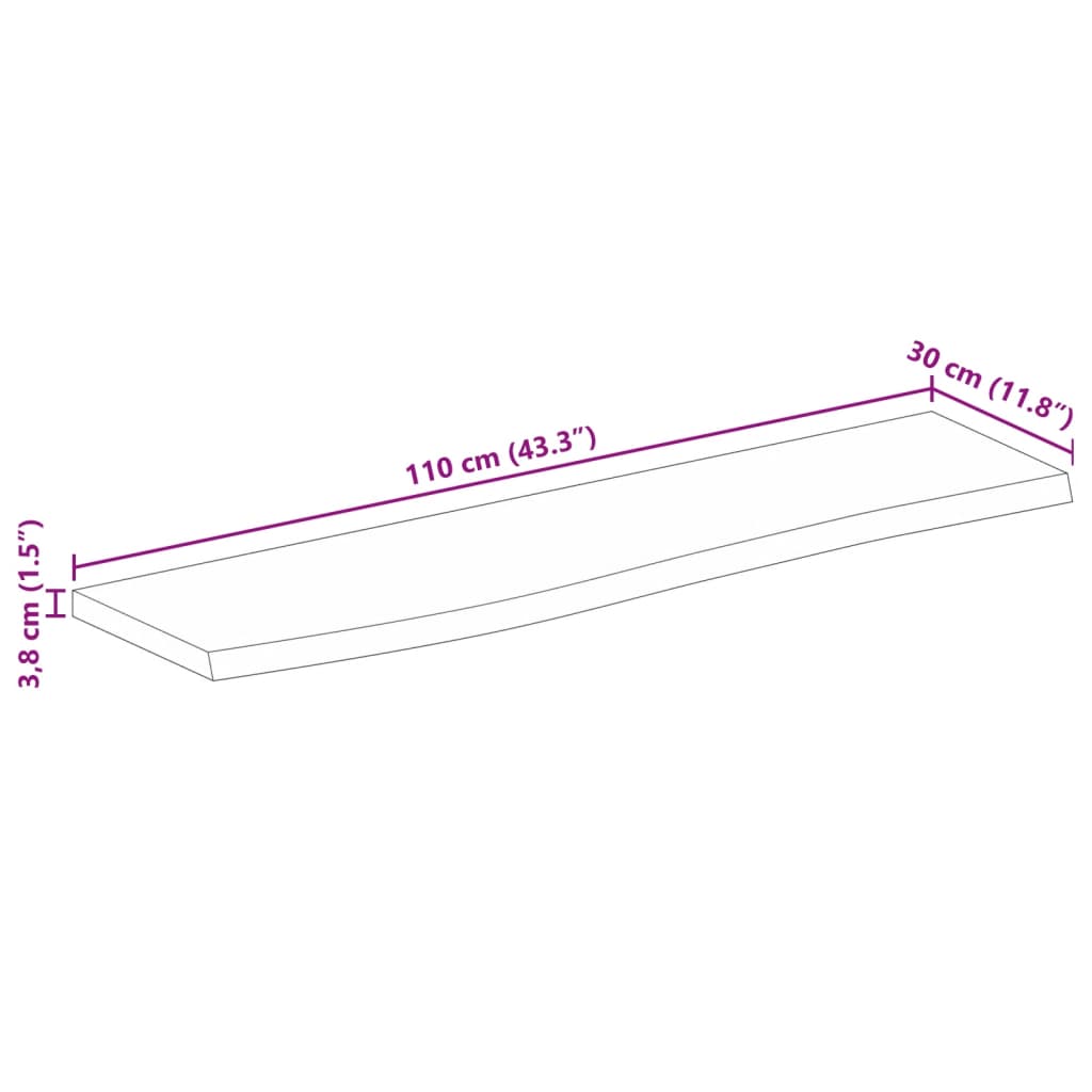 Tafelblad Met Natuurlijke Rand 110X30X3,8 Cm Massief Mangohout Ruw Mangohout (Naturel)