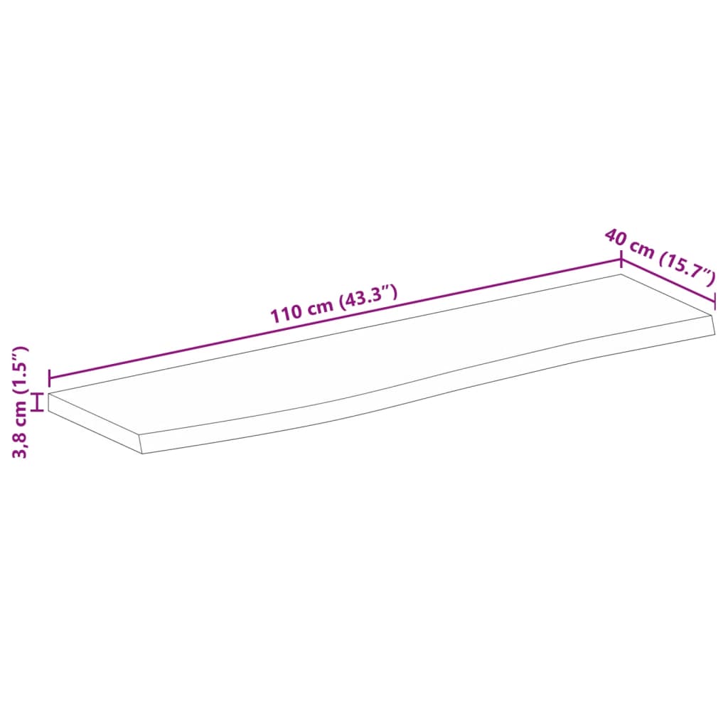 Tafelblad Met Natuurlijke Rand 110X40X3,8 Cm Massief Mangohout