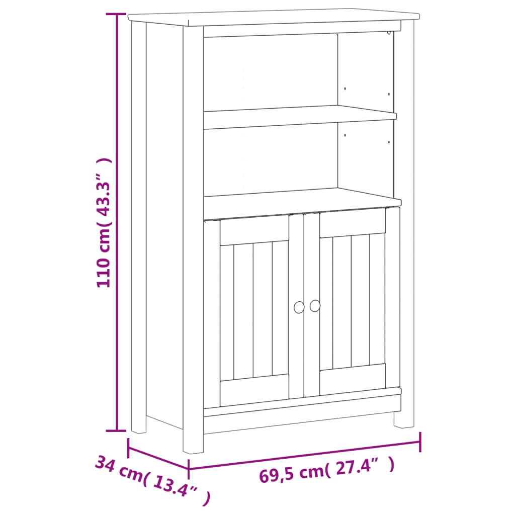 Badkamerkast Berg 69,5X34X110 Cm Massief Grenenhout
