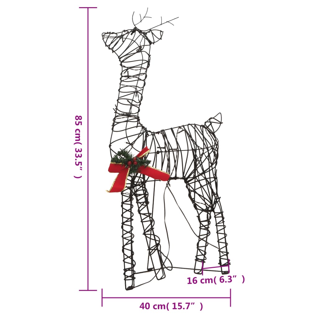 Kerstversiering Rendierfamilie 90 Led's Rattan Warmwit