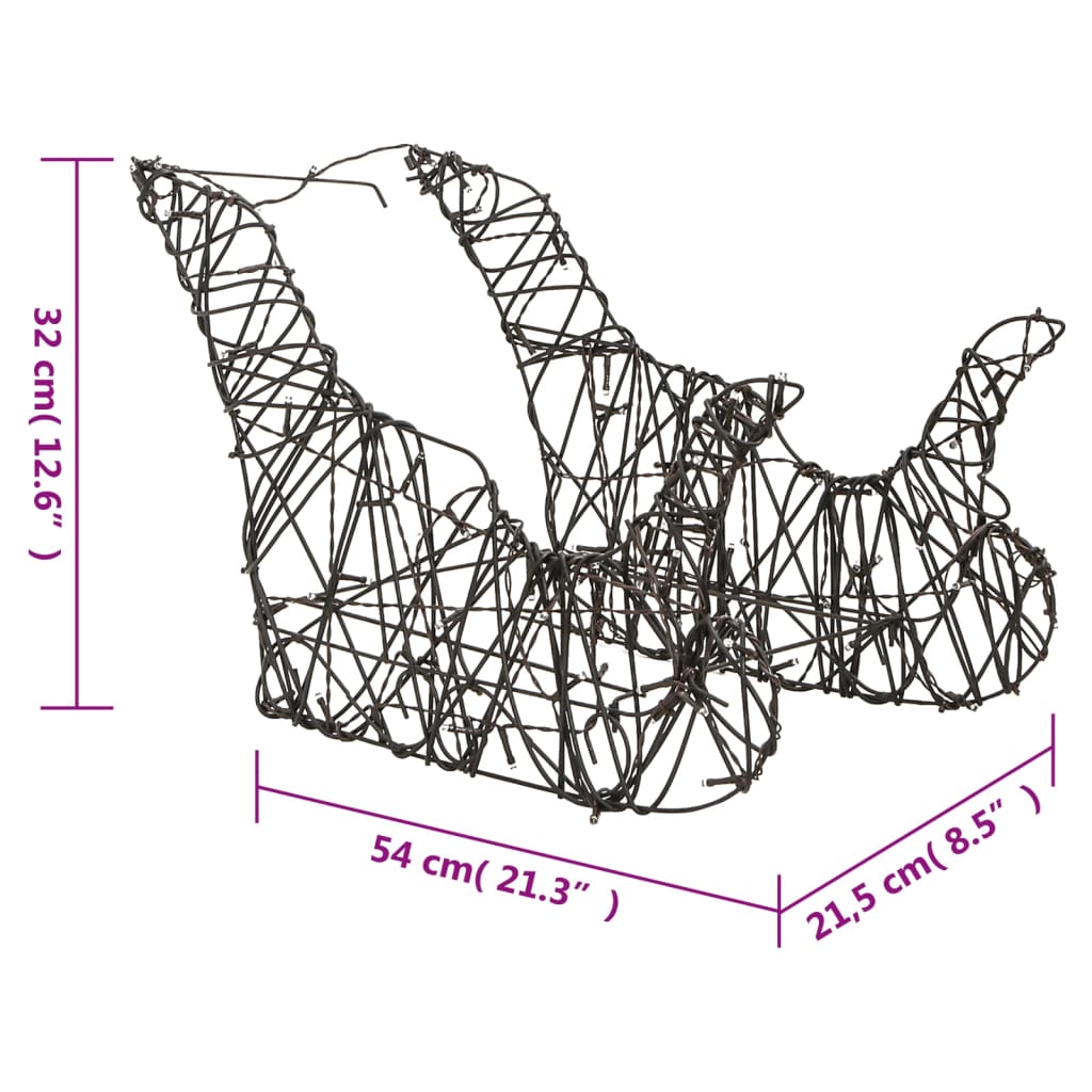 Kerstversiering Rendieren En Slee 160 Led's Rattan Warmwit